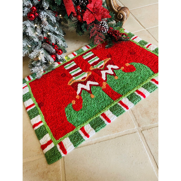 The Holiday Aisle® Jamaa Tufted Area Rug in Red, Green Wayfair